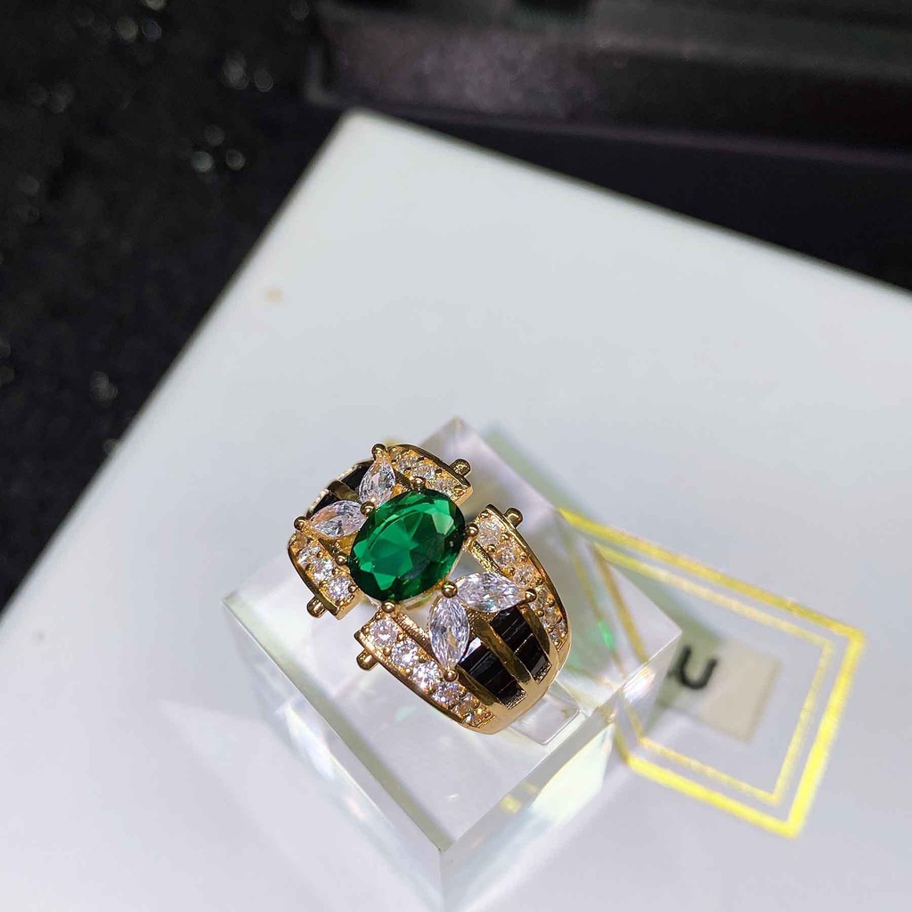 Goldkingdom Perhiasan Fashion 24K Bangkok Aksesoris Ready Stock Artdeco Mulus Hias Renda Ukir Kalung Zamrud Berlapis Emas Asli Kadar 375 Cincin Wanita