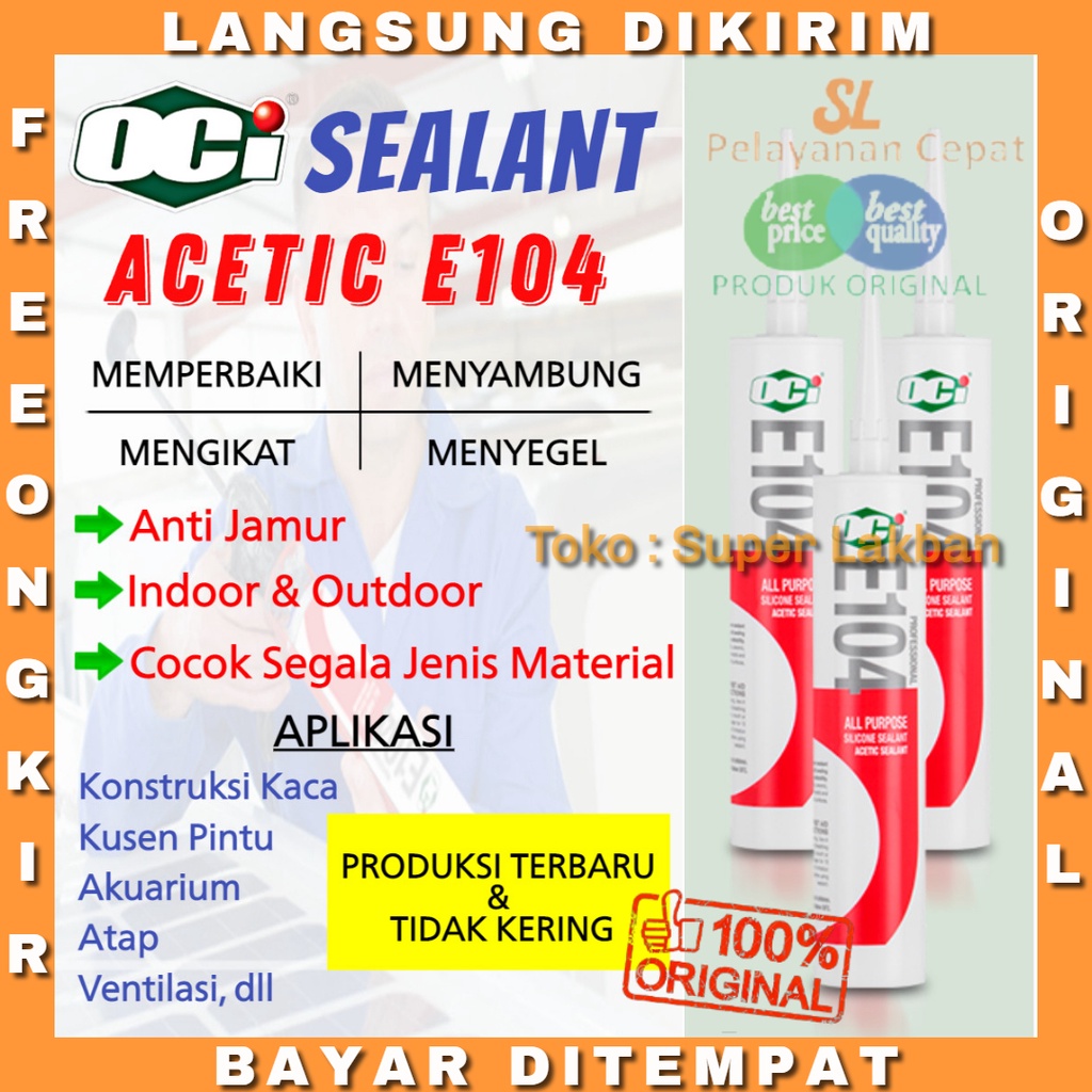 Lem Sealant Body Mobil OCI E104 Multi Purpose Silikon Tabung Kaca Bumper Mobil