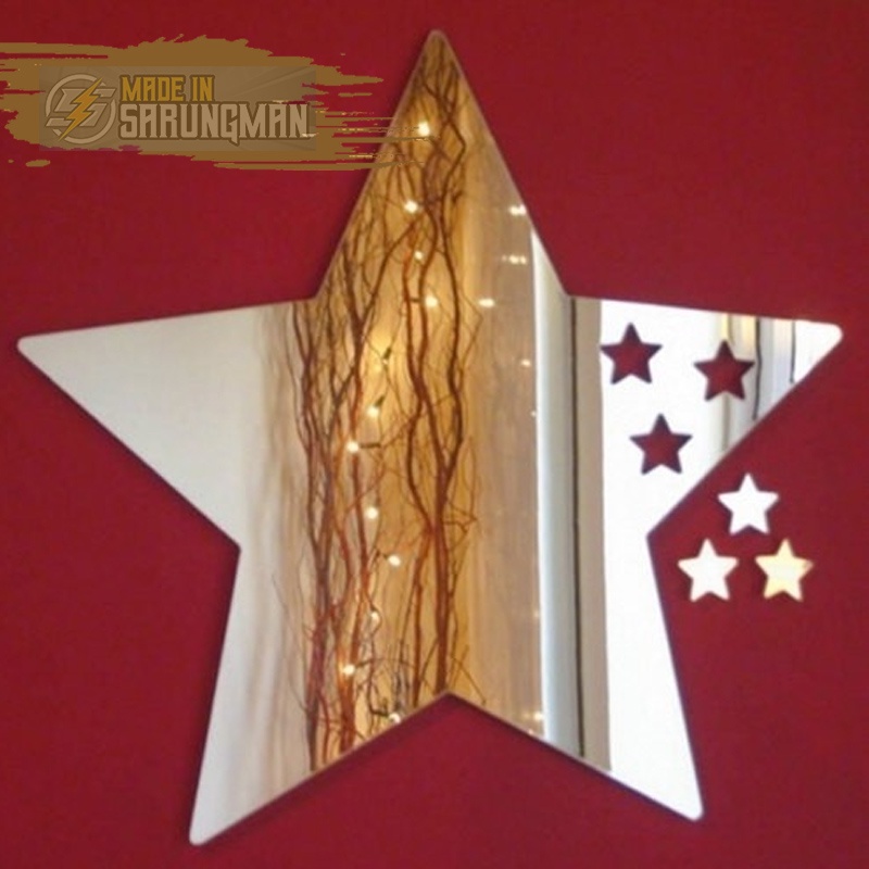 CERMIN AKRILIK MIRROR SILVER BENTUK BINTANG / STAR SHAPE MIRROR//STAR SHAPE MIRROR SILVER ACRYLIC MI