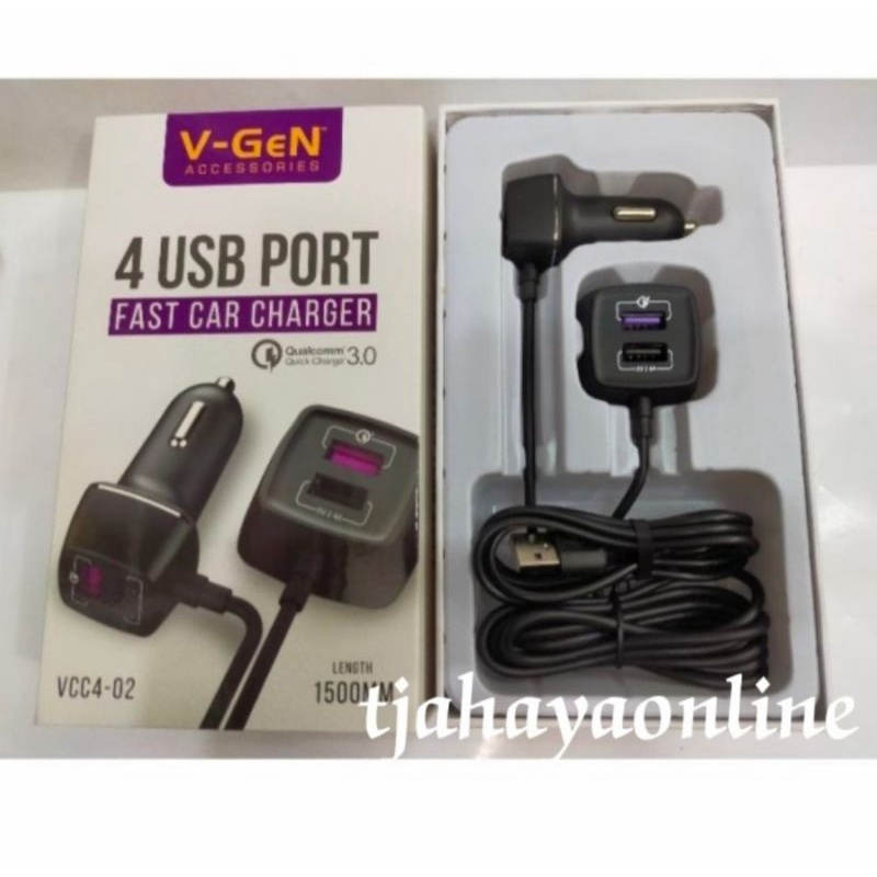 Car Charger V-Gen VCC4-02 Fast Charging QC3.0 Charger Mobil V-GeN