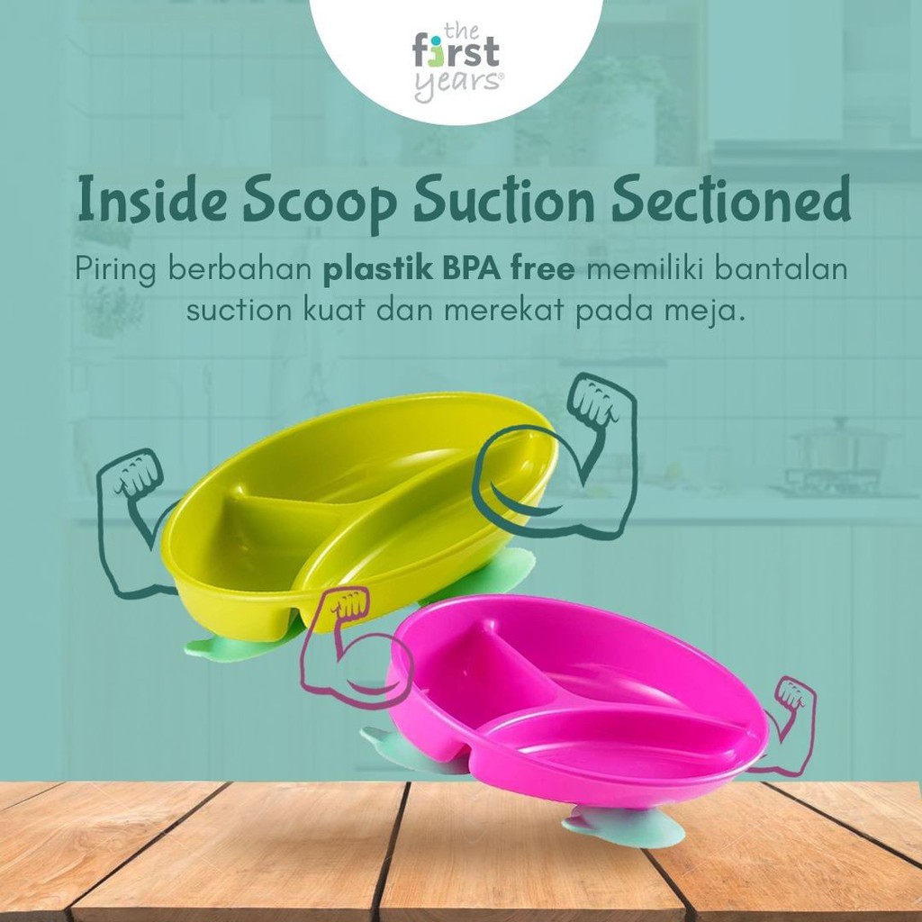 The First Years Inside Scoop Suction Sectioned Plate - Green