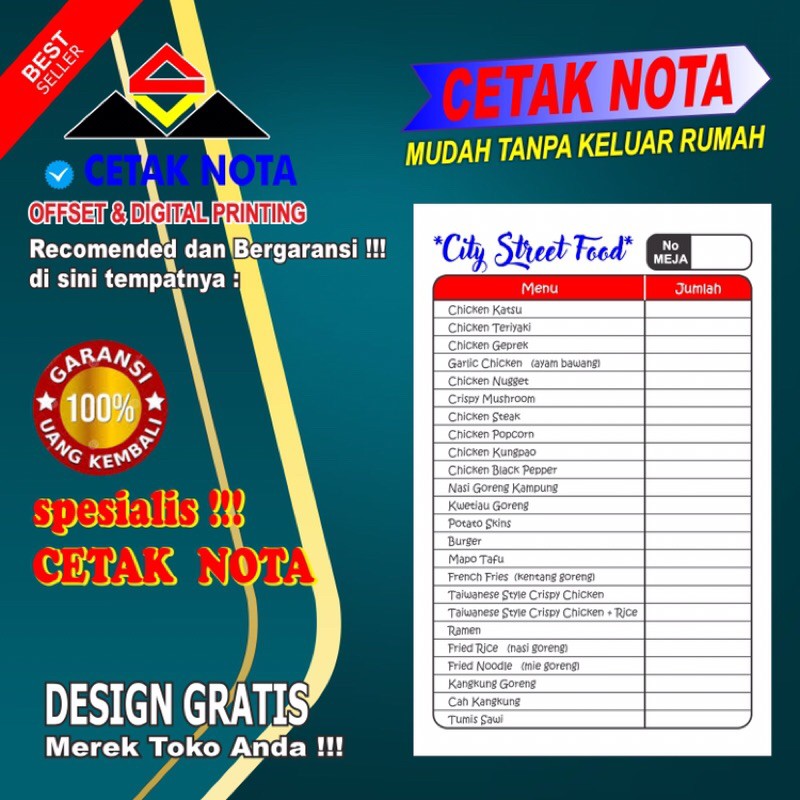 

Cetak Nota 3 ply 1/4Folio (10 buku)