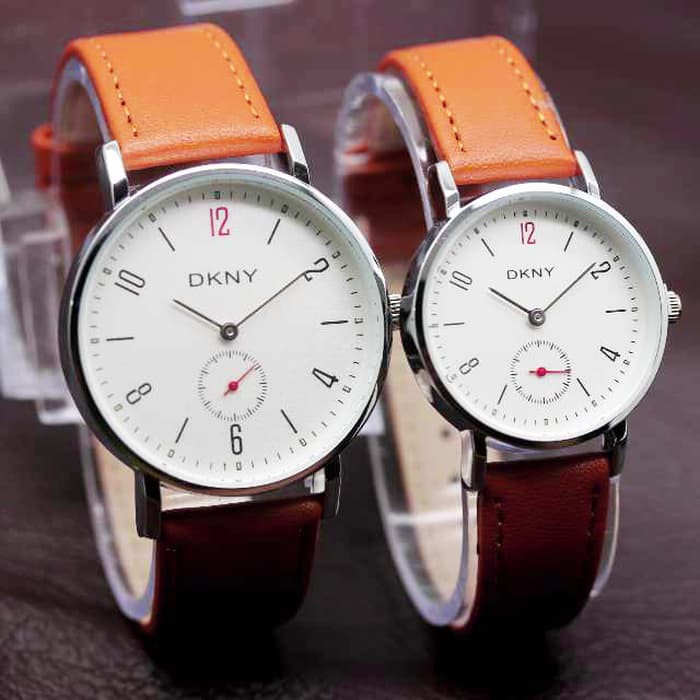 Jam Tangan Pria Wanita Pasangan Couple DKNY Classic Chrono Leather Terbatas