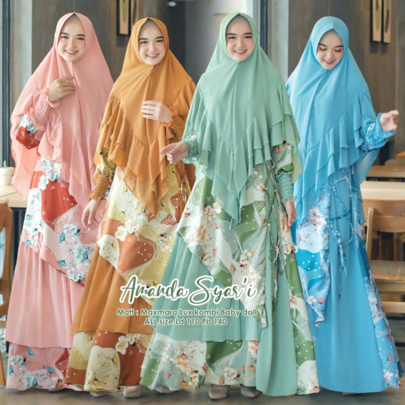Gamis Amanda Syari MaxmaraLux motif Premium Baju Lebaran