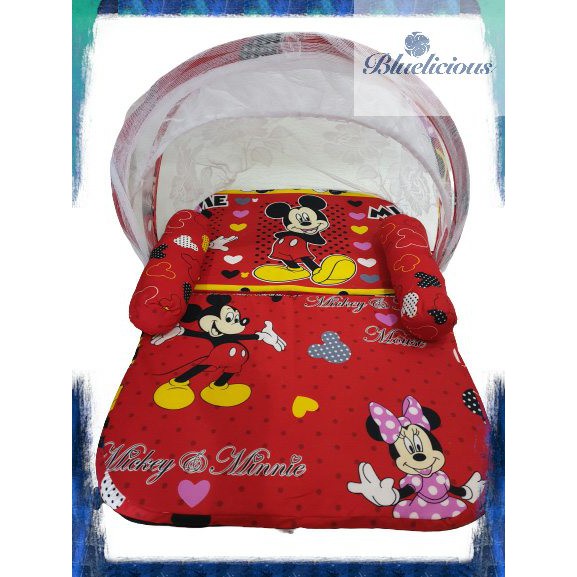 Kasur Lipat Kelambu Bayi / Mickey / Miki / Set lipat / Matras Baby