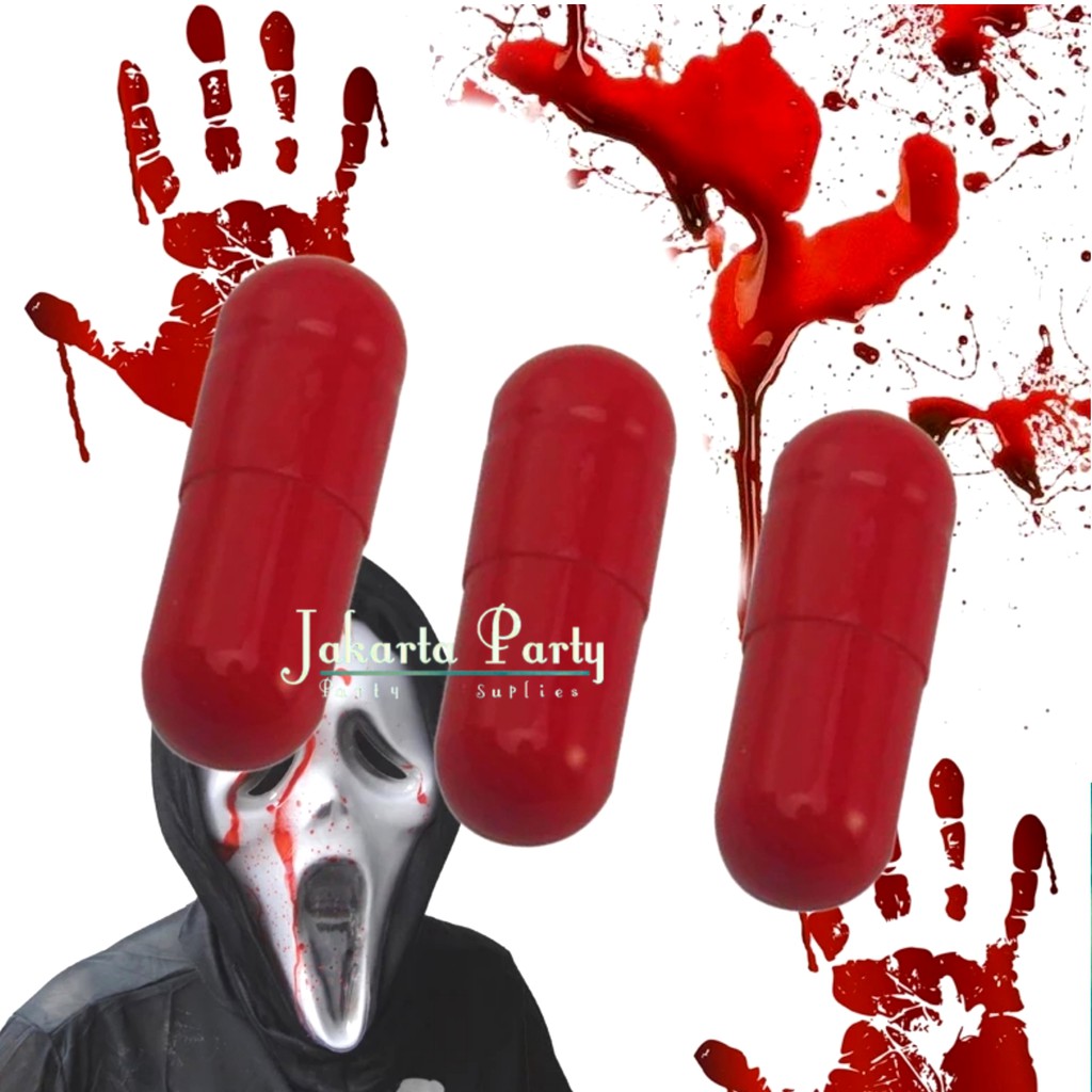 Fake Blood / darah Palsu / Prop Cosplay / Capsul blood Halloween