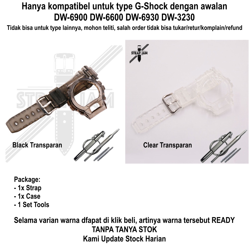 Strap Plus Case Khusus Casio G-Shock DW 6900 6600 6930 3230 - Tali Jam Tangan Casing