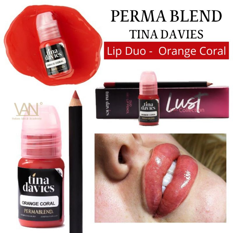 Tinta Permablend X Tina Davies Lip Duo - Orange Coral Original Made in USA 15ml