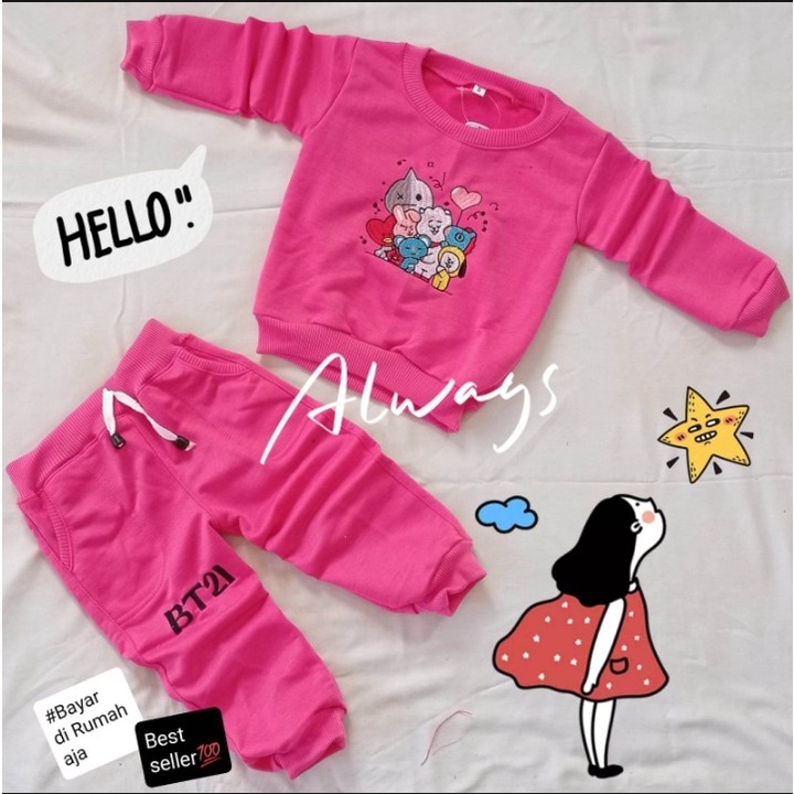 SETELAN ANAK PEREMPUAN OLAH RAGA BT21/SETELAN 6 TAHUN BT21-JOGGER BEBBYTERRY