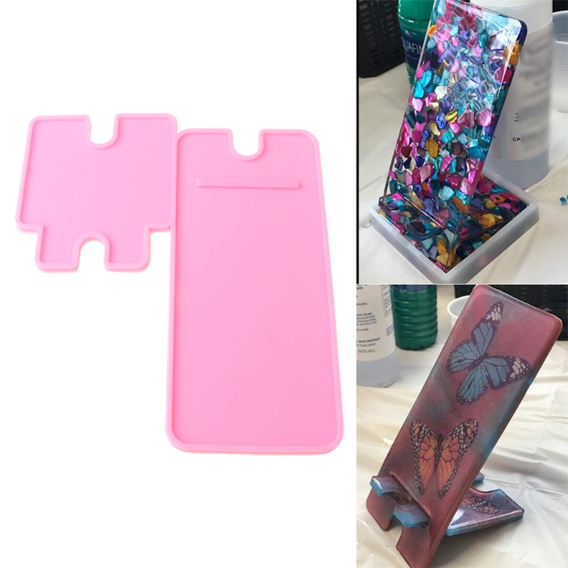 SIY  1 Set DIY Crafts Cellphone Holder Silicone Mould Smartphone Bracket Making Tools Mobile Phone Stand Epoxy Resin Mold