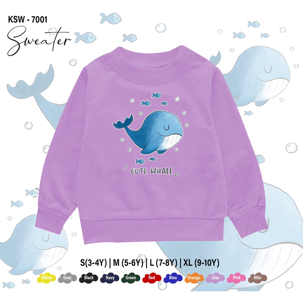 SWEATER ANAK -ANAK / BAJU  KIDS 1-10THN / BAHAN FLEECE PREMIUM ADEM / PAUS WHALE / UNISEX