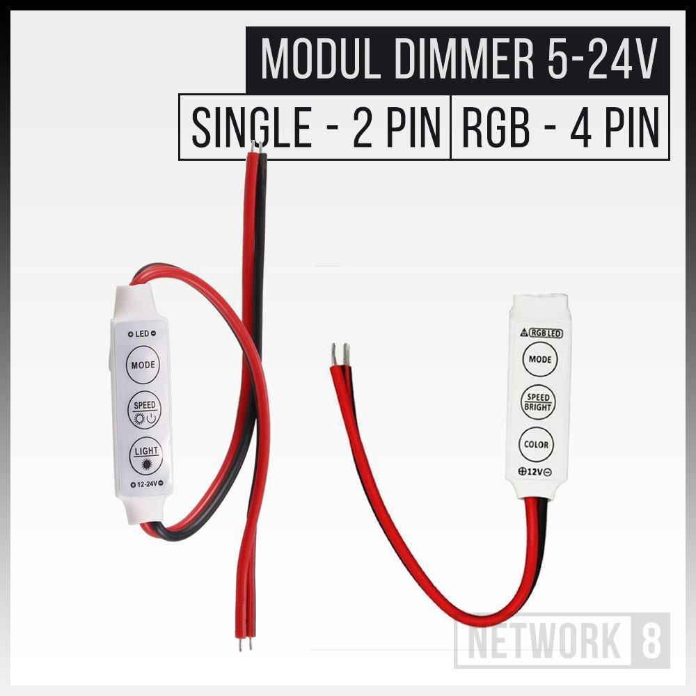MODUL LAMPU LED STRIP CONTROLLER 3 KEY DIMMER 5V 12V 24V STROBO FLASH KEDIP RGB TOMBOL 5 12 24 VOLT