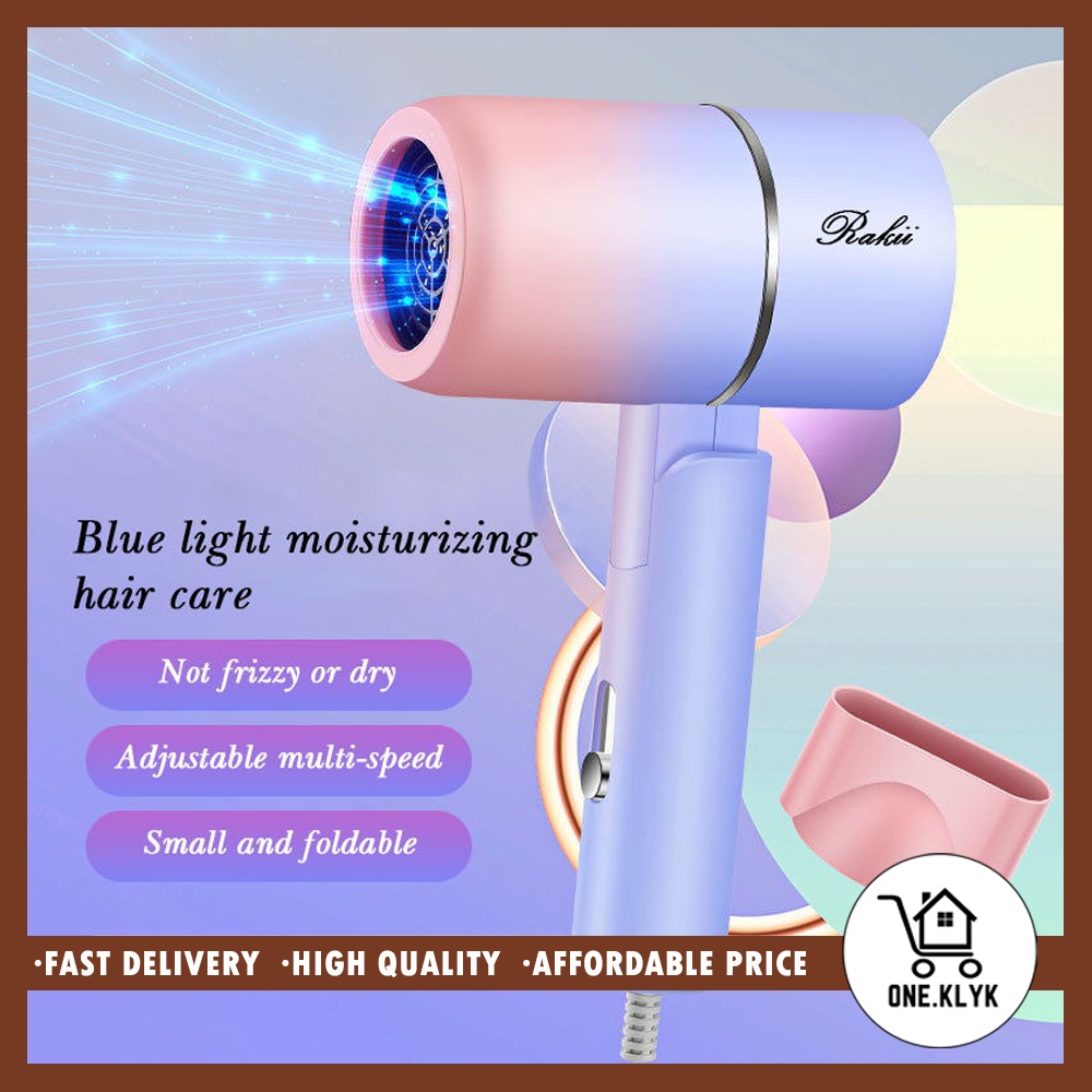 HAIR DRYER BLUE LIGHT ION CARE | Hair Dryer Lipat untuk Travel Pengering Rambut dan Menghaluskan Rambut kode 2600 Rakii