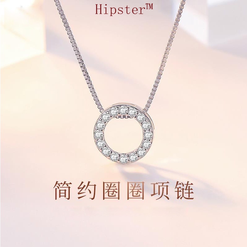 INS Style Mori Style Special Interest Light Luxury round Full Diamond Pendant Necklace