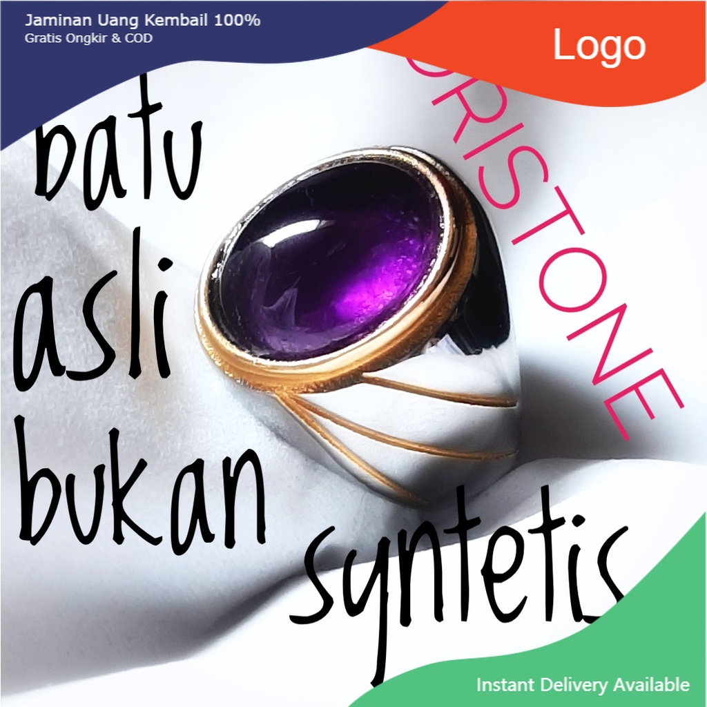 Batu Cincin Kecubung Asli Ikatan Titanium