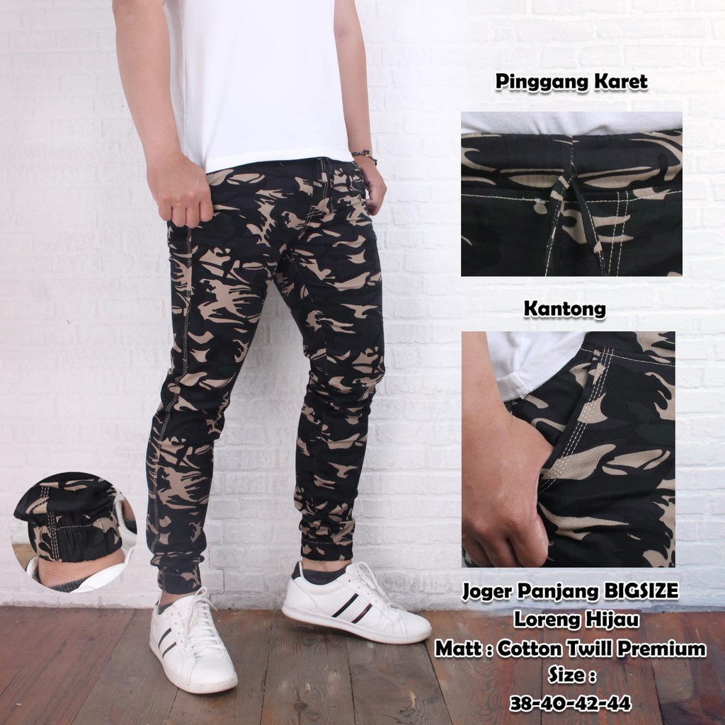  Celana  Jogger Panjang  Loreng  army  jumbo Bigsize 38 40 42 