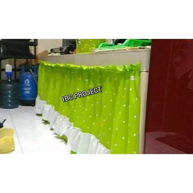 IBC Gorden tirai kolong dapur polkadot hijau