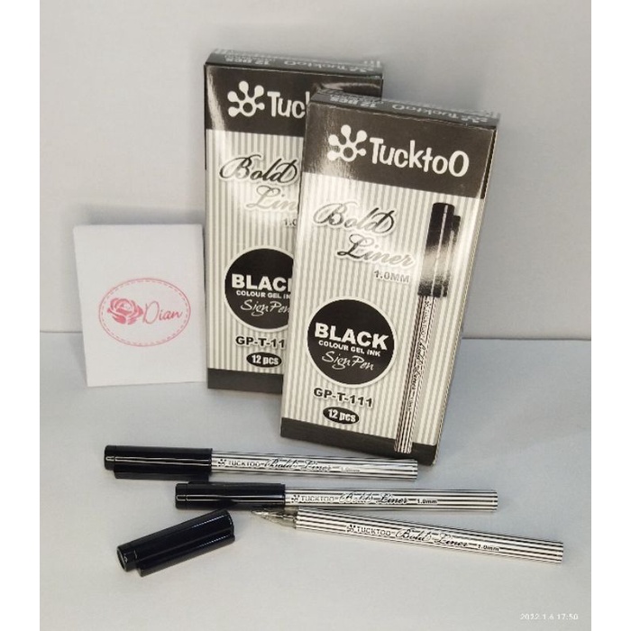 Pena tanda tangan Tucktoo Boldliner Black Colour Gel Ink  Sign Pen 1.0mm