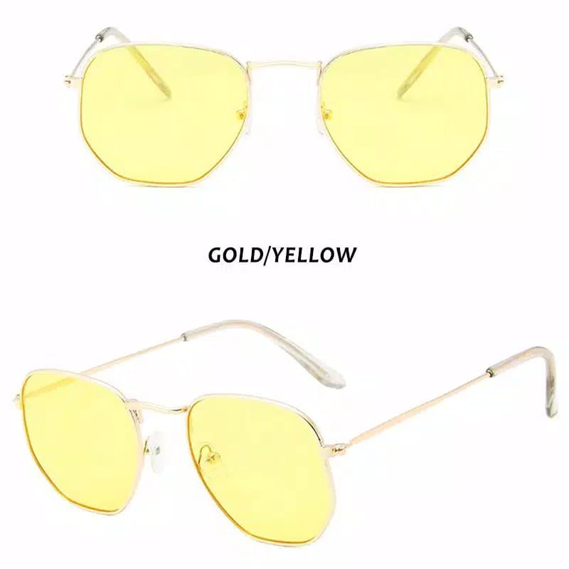 (COD) Kacamata Hitam Frame Metal Vintage Sunglassess ❤️❤️ MALL SHOPPING ❤️❤️-#1 GOLD YELLOW