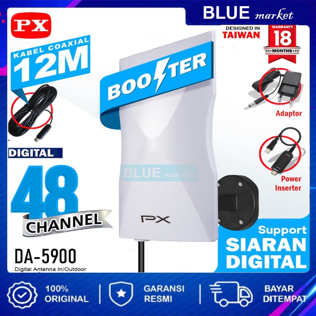 Antena TV Digital Indoor Outdoor Digital Analog Resolusi Tinggi PX DA-5900 PUTIH