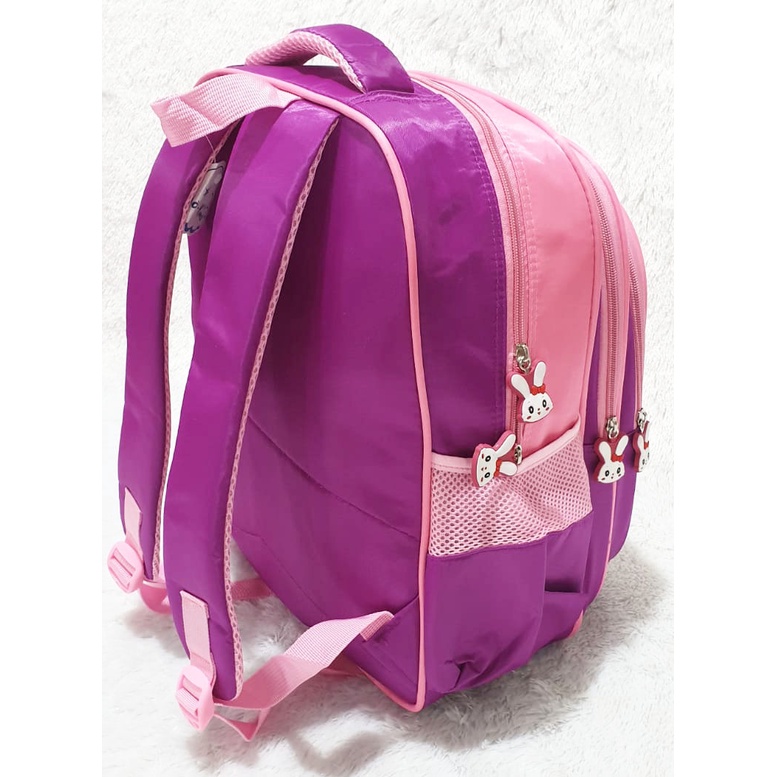 BACKPACK RANSEL 16&quot; TAS ANAK SEKOLAH PEREMPUAN SD GAMBAR KARTUN RABBIT SUGAR DAN KUE ICE CREAM 3RESLETING TIMBUL ( Sugar ES KRIM BOBA CETAR POLKA BOBO 16&quot; )