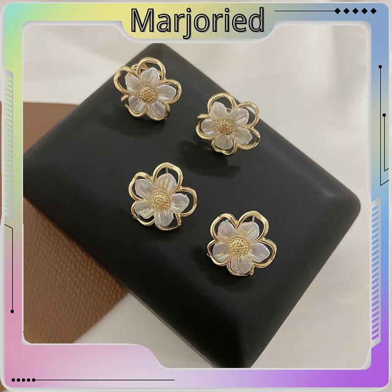 Simple Retro Super Fairy Double Layer Flower Earrings Wanita Anting Fashion Pribadi-MJD