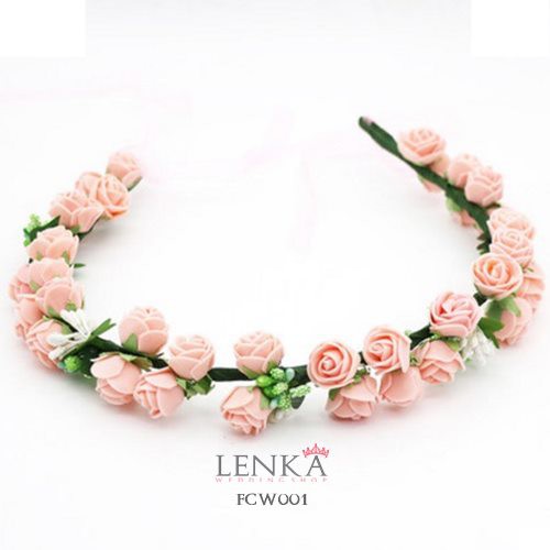 [PRODUK TERLARIS] AKSESORIS PESTA FLOWER CROWN PINK BRIDESMAID WEDDING FCW001