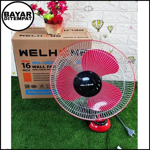 Welhome WH-1663E Wall Fan 16 inch Kipas Angin Dinding 3 Baling-baling BERGARANSI RESMI 1 TAHUN MANTAP