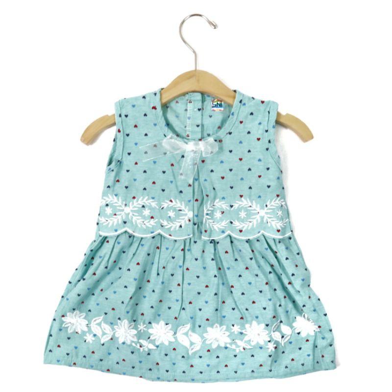 DRESS FASHION BABY BAJU ANAK PEREMPUAN MOTIF POLKADOT LOVE BAHAN KATUN 1 TAHUN