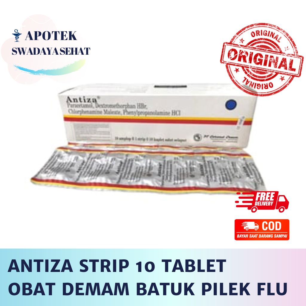 ANTIZA STRIP - Obat Demam Batuk Pilek Flu 10 Tablet Antisa