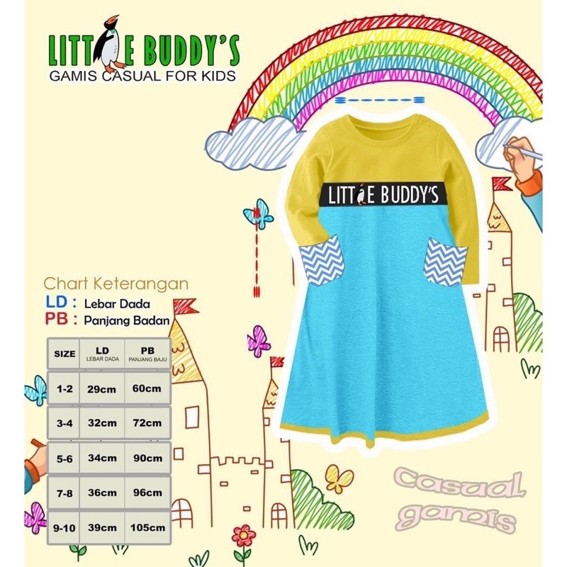 Gamis casual little buddy’s gamis casual anak usia 1-9 tahun gamis littlebuddies gamis little buddys