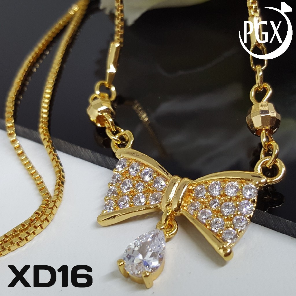 XD016 - Kalung Koye Berlian Motif Pita - Set Perhiasan Imitasi Xuping Lapis Emas