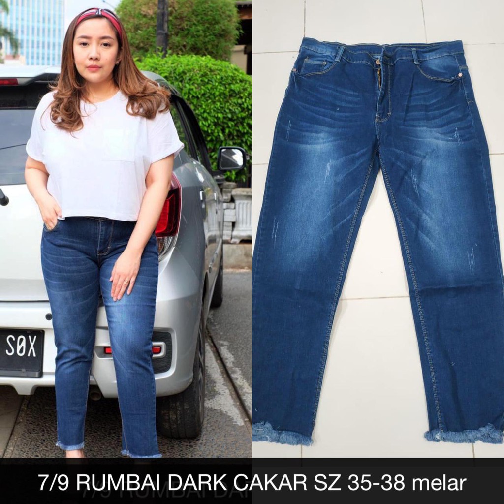 CELANA JEANS WANITA RUMBAI DARK BIGSIZE