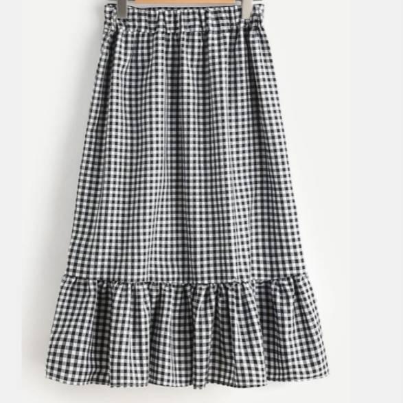 Bagus Banget.. Rok panjang / rok kriwil katun kotak/ Hala Skirt