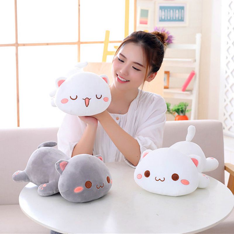 Kucing Kawaii Rebahan Mainan Mewah Boneka Boneka Kucing Lucu Hewan Yang Indah Liburan Anak Hadiah