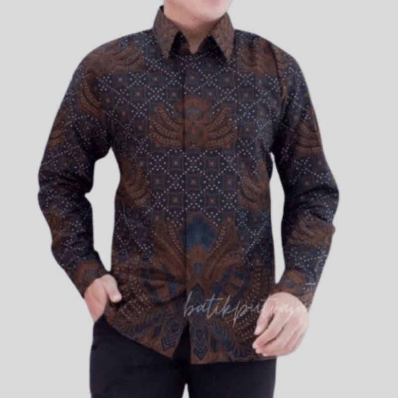 Baju Batik Pria Lengan Panjang KEPYAR SOGAN Katun Adem Premium Furing Slim Fit Modern Kemeja Kasual Ori Asli Formal Acara Kondangan Lamaran Tunangan Wisuda Kerja Kantor Kampus Couple Seragaman Partai Terlaris Terbaru Batik Sadewa Sragenan