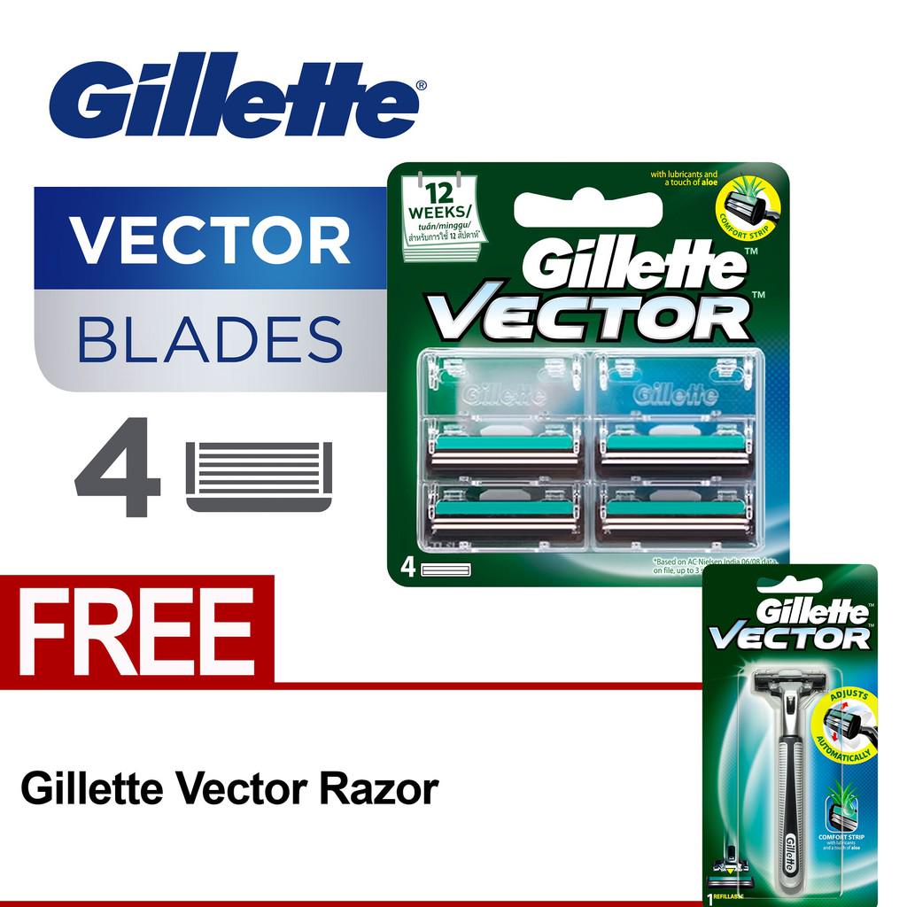 Gillette Alat Cukur Vector Refill Isi 4 Pisau Cukur Isi Ulang