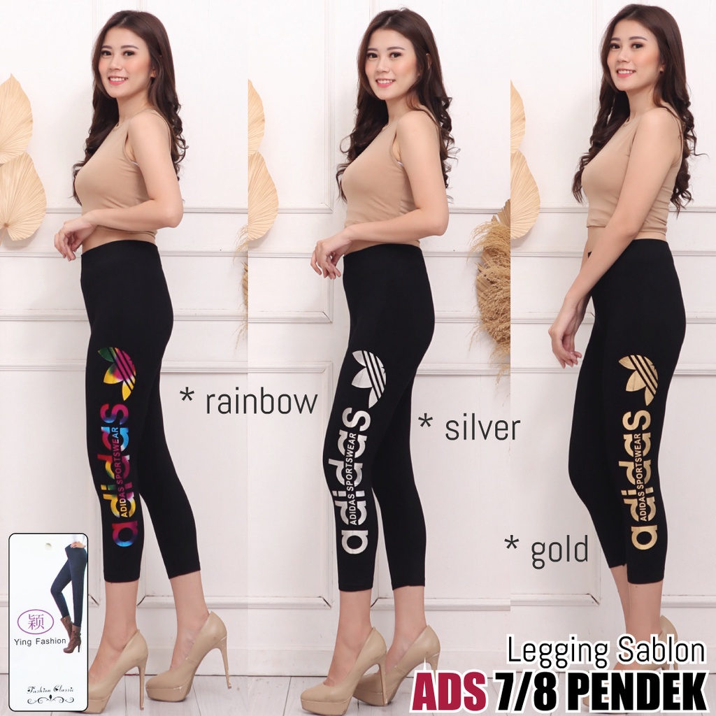 Legging pendek wanita / Legging ss ADS pendek/ Legging sablon samping