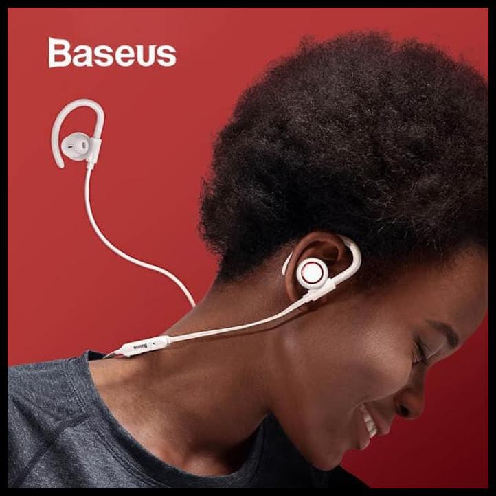 BASEUS ENCOK S17 WIRELESS SPORT EARPHONE HEADSET BLUETOOTH EAR-HOOK - PUTIH