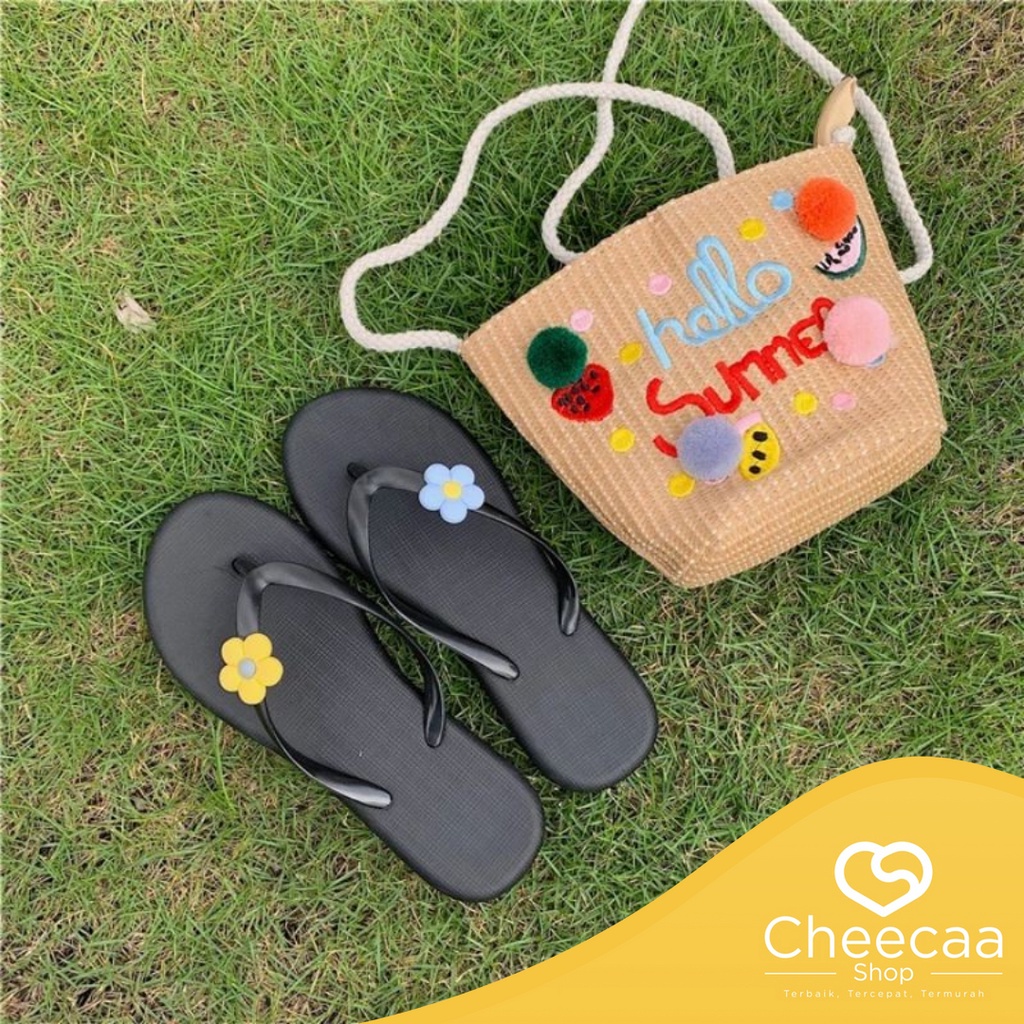 CC (SD2) Sandal Jepit Spons Motif Bunga Sandal Wanita