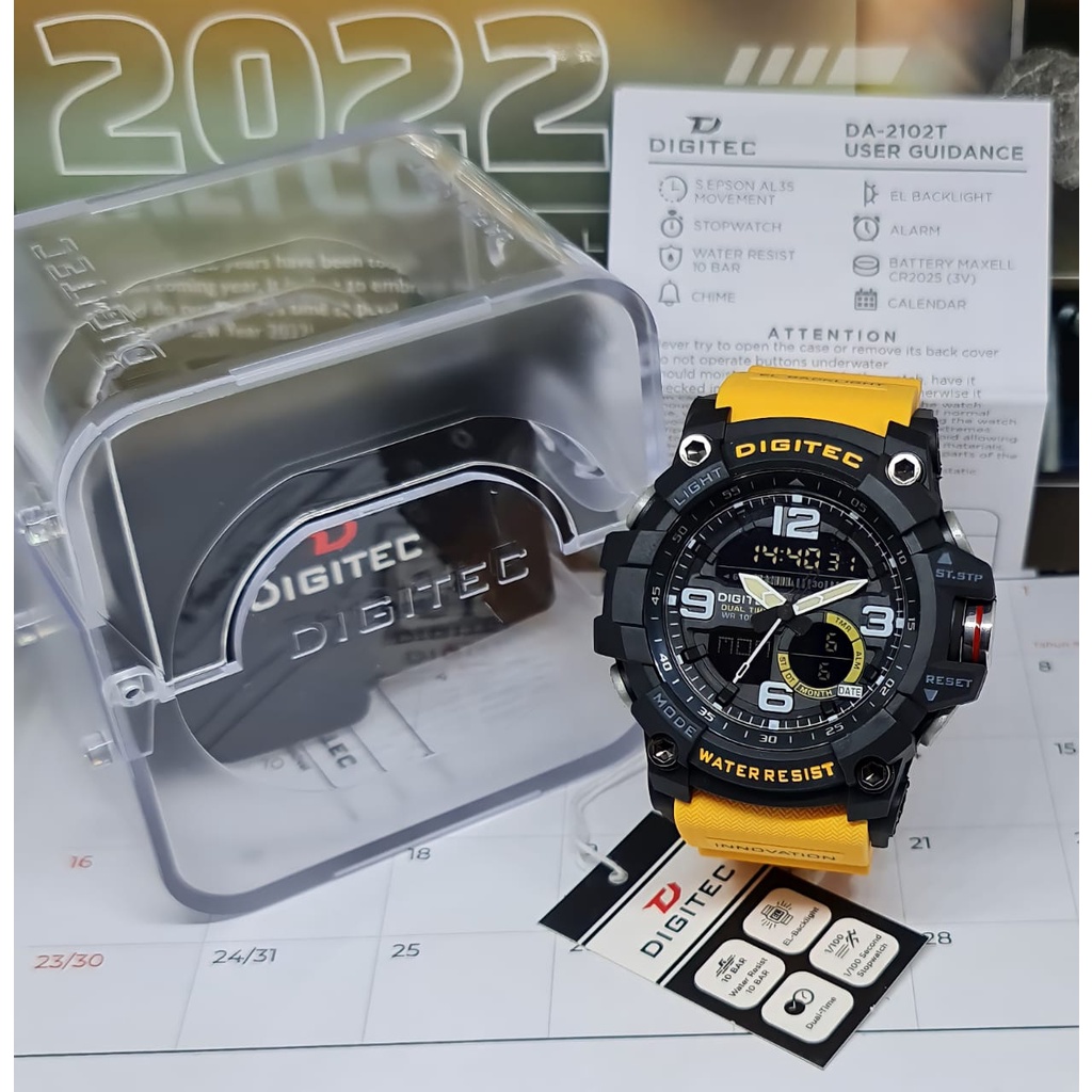 JAM TANGAN PRIA DIGITEC DA 2102 / DG 2102 / DIGITEC 2102 ORIGINAL DOUBLE TIME TAHAN AIR