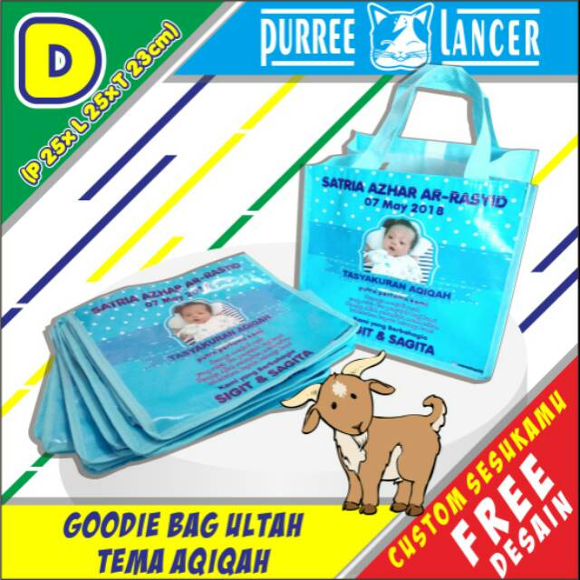 

Goodie Bag Custom Tas Souvenir Tangan Ulang Tahun Ultah Promosi Undangan Aqiqahan ukuran D 25x25x23