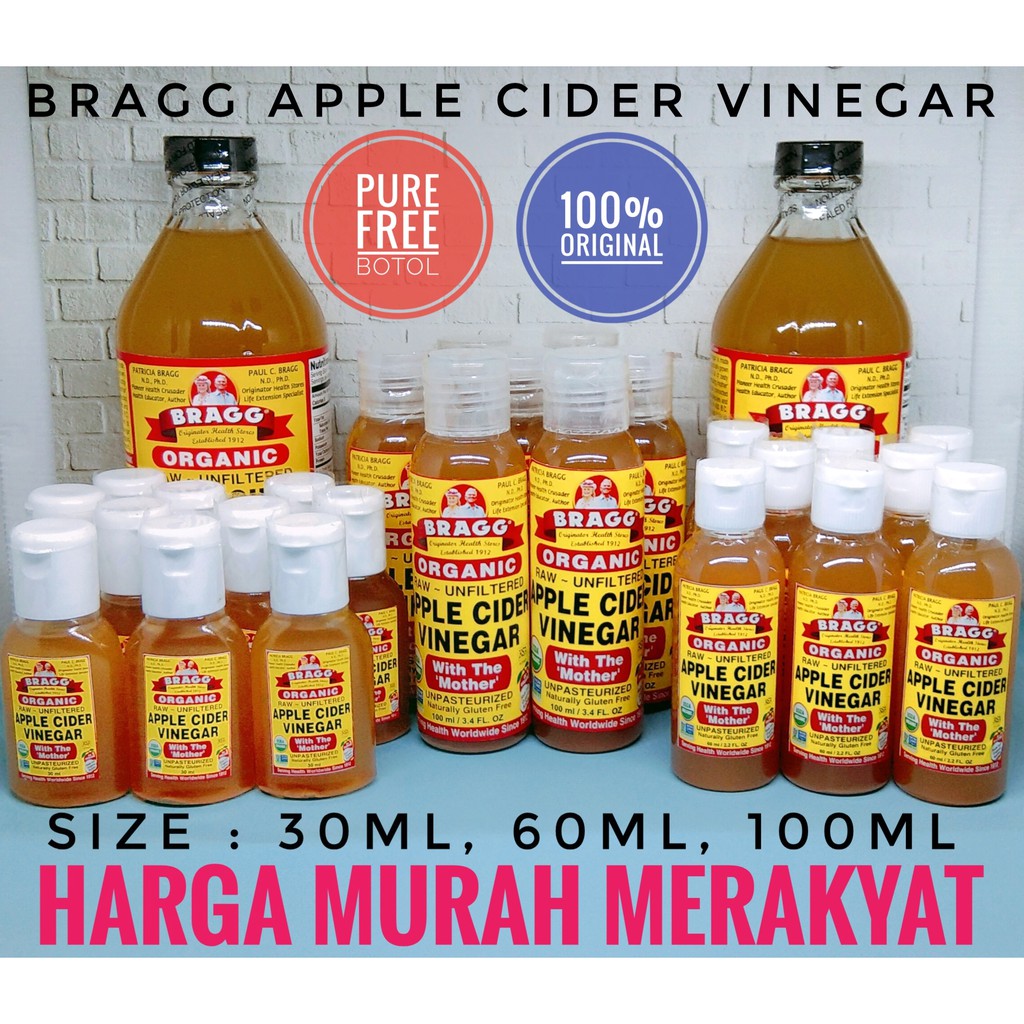 DIJAMIN HARGA MURAH & FREE BOTOL / CUKA APEL BRAGG 30ml 