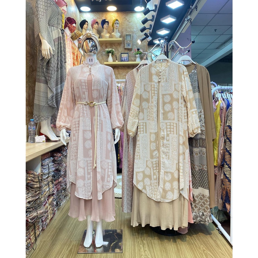 Baju Kondangan Wanita Kekinian | Gamis Pesta Mewah Elegan | Gamis Ceruty Motif | Gamis Kekinian 2023
