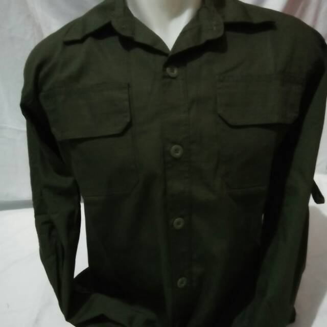 Long sleeve defender green army/kemeja pdl/lapangan hijau army ripstop katun