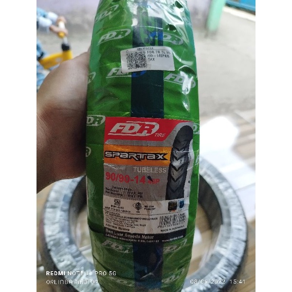 Ban FDR Spartax 90/90-14 Tubles - Ban Belakang Honda Beat Tubles/Ban Belakang Tubles Vario 125/Ban B