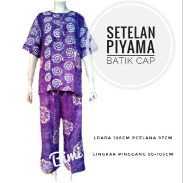 Setelan baju tidur babydoll rayon piyama batik cap