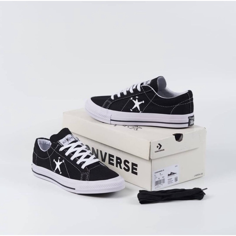 CONVERSE ONE STAR OX X STUSSY BLACK WHITE