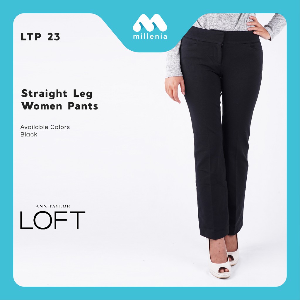  Celana  Panjang  Wanita  Loft Straight Leg Black Pants 