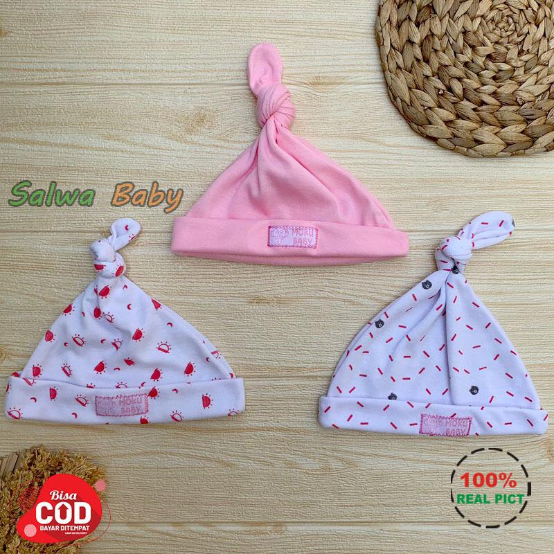 Isi 3 PCS Kupluk Bayi Topi Bayi Baru Lahir Seri Pink Usia 0-3 Bulan Almeera Baby and Kids